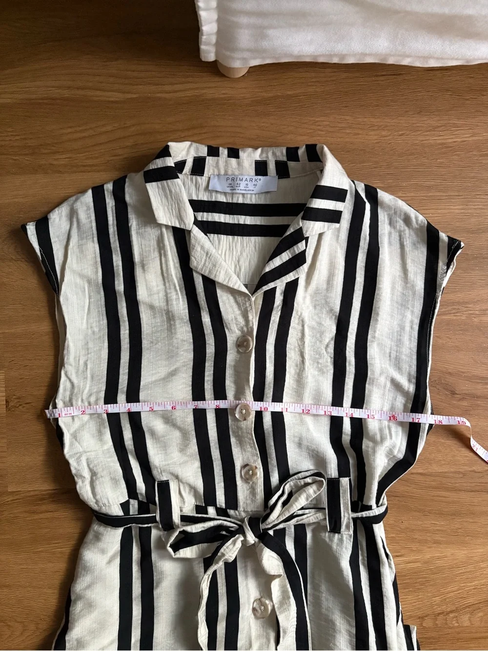 Primark Black White Vertical Stripe Button Front Belted Collared Maxi Dress - Picture 10 of 10